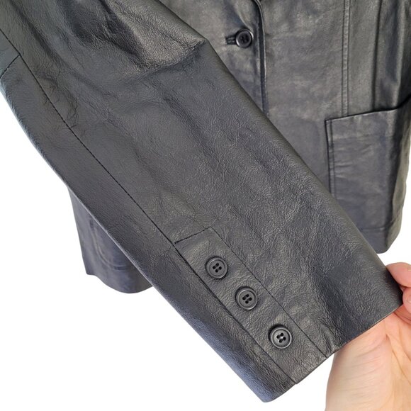 JohnPaulRichard Black Leather Blazer Like-New Women's Medium/size 10 - Picture 6 of 11